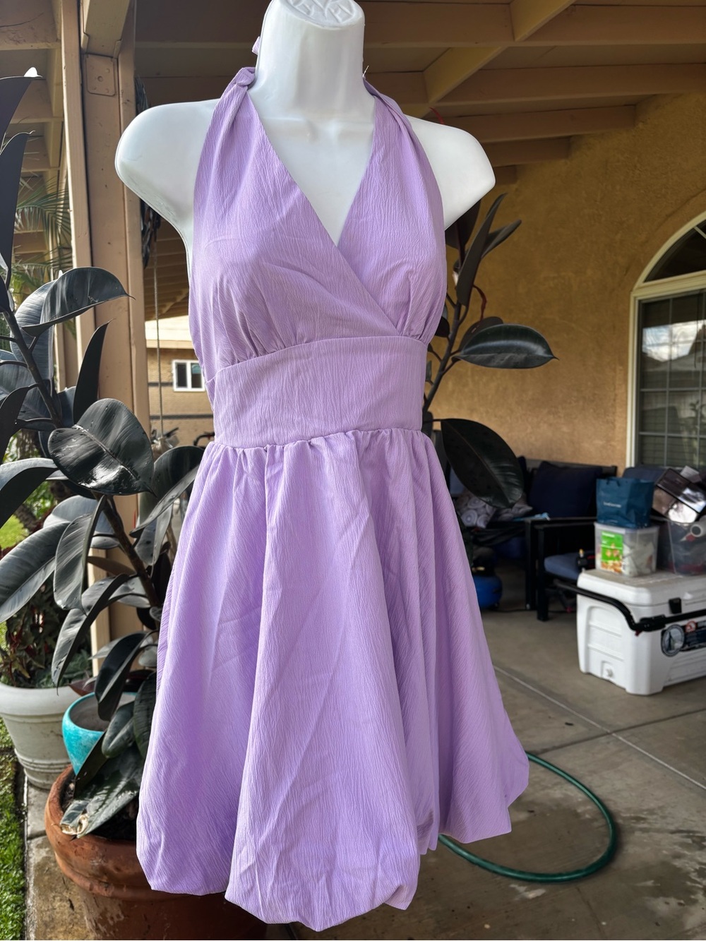 SHEIN Lavender One-Shoulder Fit & Flare Dress